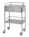 Medical Stainless Steel Trolley - One Draw & One Shelf & Bucket